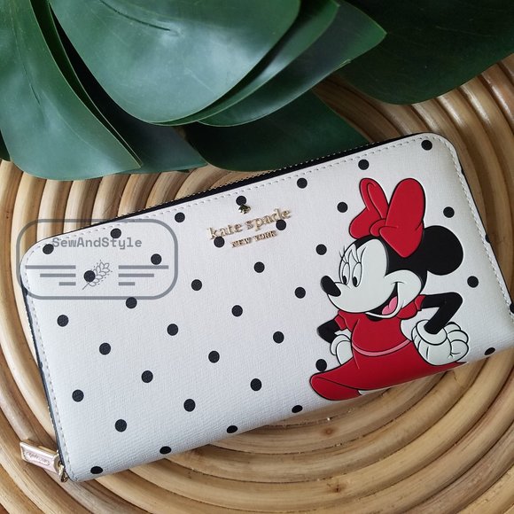 Kate Spade x Disney Minnie Mouse Large Continental NWT Polka Dots